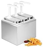 Saladulce 3.2Quart Condiment Pump Station Stainless Steel Sauce Dispenser Pump Condiment Pump Dispenser with 3 of 1.1 Quart Jars