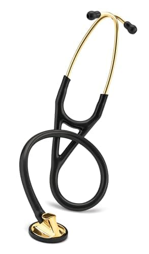3M Littmann Master Cardiology Stethoscope, 2175, Stainless Steel Brass-Finish Chestpiece, 27" Black Tube