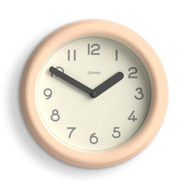 JONES CLOCKS® Fuze Wall Clock | Small Round Clock | Beige | Playful Modern Design with Soft sculptural Presence | Ideal for Kitchens Living Rooms Kid's bedrooms