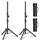 Small Speaker Stands 2 Pack, 24-50 Inch Height Adjustable Speaker Tripod Stand Pair, Lightweight 35mm Compatible Insert, Support 55 LB with 2 Storage Bags