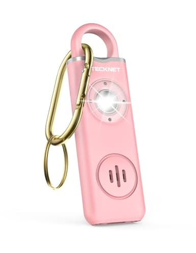TECKNET Rechargeable Personal Safety Alarm for Women, 130dB Self Defense Keychain Alarm with SOS Strobe Light, Low Battery Notice, Loud Siren Safety Keychain for Girls Kids Elderly - Pink