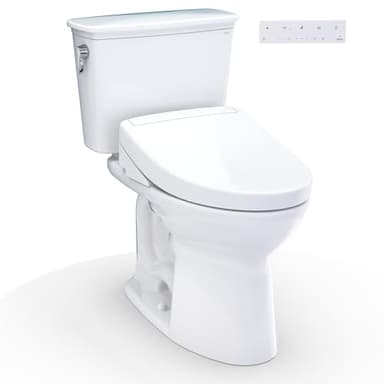 TOTO® Drake® Transitional WASHLET®+ Two-Piece Elongated 1.28 GPF Universal Height TORNADO FLUSH® Toilet with S5 Bidet Seat, Cotton White - MW7863446CEFG.10#01