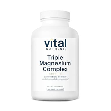 Vital Nutrients Triple Magnesium Complex Supplement - Vegan Magnesium Glycinate, Malate & Oxide 250mg - Easily Absorbed Magnesium Supplement for Stress, Muscle, Heart, Bone Support - 180 Capsules