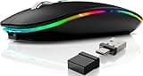Nrvcrn Wireless Mouse,Mouse for MacBook Air Mac Pro iPad Laptop Computer PC,Rechargeable Dual Mode Switch Mouse Bluetooth 5.2/3.0 and 2.4GHz USB Type-C Receiver (Black)