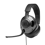 JBL Quantum 200 - Wired over-ear gaming headset with Voice focus directional flip-up mic and memory foam ear cushions (Black)