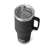 YETI Rambler 35 oz Tumbler with Handle and Straw Lid, Travel Mug Water Tumbler, Vacuum Insulated Cup with Handle, Stainless Steel, Black