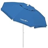 CARIBBEAN JOE Beach Sun Umbrella, Portable and Adjustable Tilt, UV Protection, Great for Outdoor, Vented Canopy, Full 6.5 ft Arc, Blue