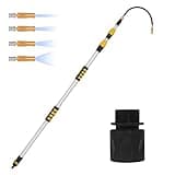 Telescoping Gutter Cleaning Wand 12 Foot Gutter Cleaner Tools from the Ground Telescoping Rain Gutter Cleaning Tool Aluminum Wand Garden Hose Attachment and Connection adapter (Long)
