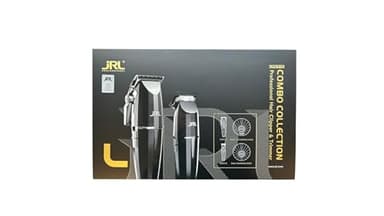 JRL Professional Cordless Hair Clipper & Trimmer Combo Set with Smart-Clip™ Adaptive Motor Technology to Prevent Snagging & Stalling, Onyx Series Barber Hair Cutting Kit, Precision Fade Blade, Black