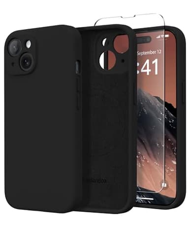 SuydanBox Magnetic for iPhone 13 Case, Compatible with MagSafe, [Full Camera Protection][Screen Protector] Silicone Shockproof Protective Phone Case for iPhone 13 6.1", Black