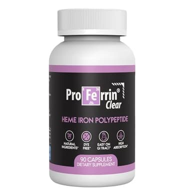 Proferrin Clear Heme Iron Supplement, 90 Capsules- Superior Absorption, Easy on The Gut, Natural, Made in The US