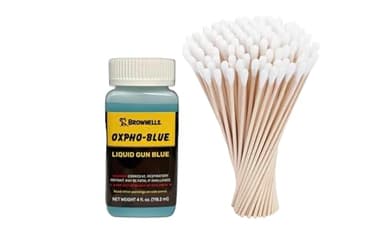 Brownels Oxpho-Blue Liquid Gun Blue, New Version Cold Bluing Solution Professional Grade, 4 Fl oz. / 100 Swabs