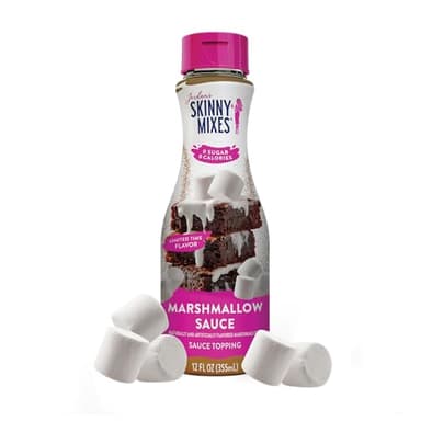 Jordan's Skinny Mixes Sugar Free Marshmallow Sauce Topping, For Drizzling Over Coffee, Lattes, Ice Cream, Yogurt, Oatmeal, Hot Chocolate, Desserts, Zero Calories, Dairy & Gluten Free, Kosher, 12 Fl Oz