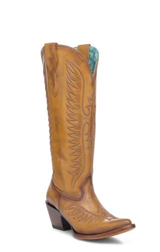 Corral Boots Womens Embroidered Pointed Toe Toe Zippered Casual Boots Knee High High Heel 3" & Up - Brown - Size 7.5 B