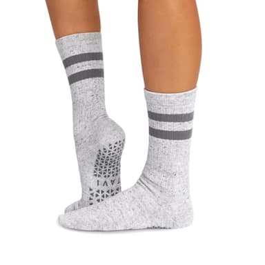 TAVI Kai Fashion Crew Grip Socks, Small, Heather Grey