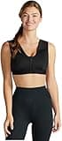 Tommie Copper Shoulder Support Compression Bra with Front Zipper Closure - Wireless Posture Corrector & Back Support Bra, Ideal for Gardening, Yoga, and Sports, UPF 50 - Black, Large
