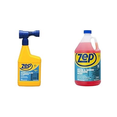 Zep Concentrated Outdoor Glass and Surface Cleaner Concentrate House and Siding Pressure Wash - U49910 32 oz & ZUVWS128 1 Gallon - Clean Exterior Glass and Surfaces and Exterior Siding