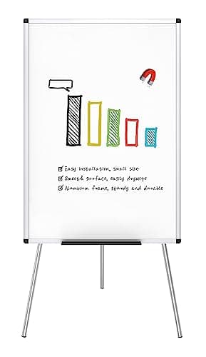 VIZ-PRO Magnetic Portable Easel Dry Erase Board, Flipchart Easel Stand Tripod Whiteboard, 24"W x 36"L