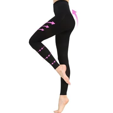 NOMIYEI 20-30 mmHg Graduated Compression Pantyhose for Women, Footless High Waist Support Compression Tights & Leggings for Swelling Relief, Circulation Boost & Travel Comfort, Black, Large