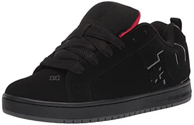 DC Men's Court Graffik Casual Skate Shoes, Black/RED, 11.5