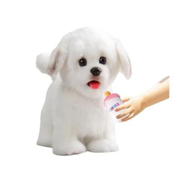 CU-MATE Plush Interactive Maltese Simulation Dog-Realistic Puppy Electronic Toy Dog with Walking/Barking/Wagging Tail/Talking-Like Real Robotic Present