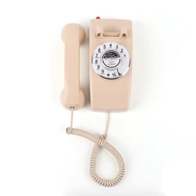Corded Vintage TRIMLINE Home Phone, Easy Wall-Mount Landline Phone, Antique Rotary Dial Senior Phones,Last Number Redial, Loud Bell,Retro Working Wall Telephones for Home/Office/Hotel/School