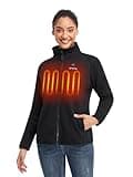 ORORO Women’s Heated Fleece Jacket with Battery, Fleece Heating Jacket (Charger Not Included) (Black, M)