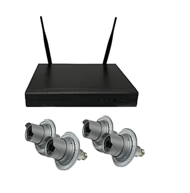 ZEUS CCTV Floodlight Surveillance Camera Standalone Kit with 4CH NVR System + 4 Twist in Flood Light Cameras Complete Install Kit (Proudly Assembled in The USA)