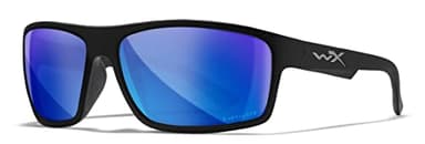 Wiley X Peak Captivate Polarized Sunglasses, Safety Glasses for Men and Women, UV Eye Protection for Shooting, Fishing, Biking, and Extreme Sports, Matte Black Frames, Blue Mirror Tinted Lenses