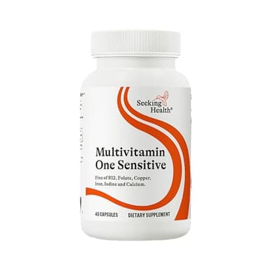 Seeking Health Multivitamin One Sensitive, Daily Vitamin Without B12, Folate, Copper, Iron, Iodine, Calcium, Choline, and Lutein, Antioxidant Support, Vegetarian and Vegan (45 Capsules)