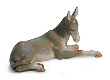 LLADRÓ Donkey Nativity Figurine. Gres. Porcelain Nativity Donkey Figure.