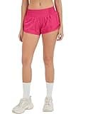MCEDAR Women's Athletic Shorts for Gym Workout Shorts 2.5" Quick-Dry Lightweight Running Short with High Waisted Zip Pockets(Hot Pink,L)