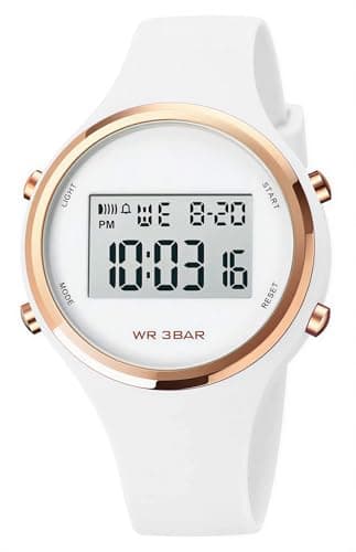 XCZAP Outdoor Sport Watches Alarm Clock 5Bar Waterproof LED Digital Watch (White)