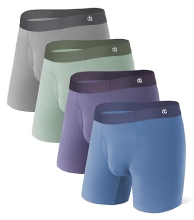 DAVID ARCHY Men's Ultra Soft Underwear Micro Modal Breathable Moisture Wicking Seamless Underwear for Men 4 Pack(M, Medium Gray/Sage Gray/Lavender Gray/Monday Blue)