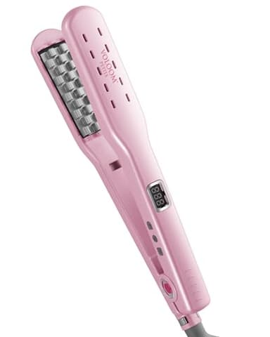 VOLOOM Petite 1” Inch Professional Volumizing Ceramic Flat Iron - Hair Volumizer & Styling Tool with Adjustable Temp & Auto Shut-Off for Lasting Volume for Medium or Fine Hair - Heat Resistant Case