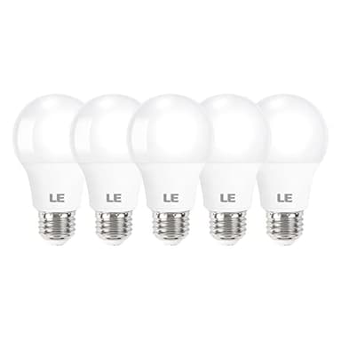 LE LED Light Bulbs 60 Watt Equivalent, 9W 800 Lumens Non-Dimmable, Soft Warm White 2700K, A19 E26 Standard Medium Base, 10000 Hour Lifetime 5 Count (Pack of 1)