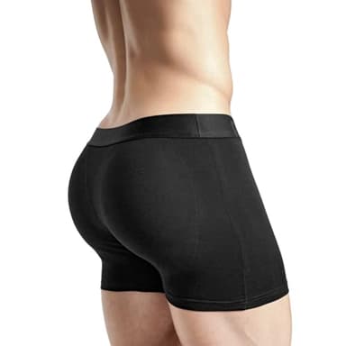 Rounderbum Men's Padded Underwear Boxer Briefs with Removable Butt Enhancing Pads - Black, Medium- Padded Tech, Body Shaping, Invisible Under Clothing, More Volume Instantly