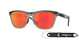 Oakley Frogskins Range OO9284 928401 55MM Matte Grey Smoke/Grey Ink/Prizm Ruby Square Sunglasses for Men for Women + BUNDLE Accessory Leash + Designer iWear Kit