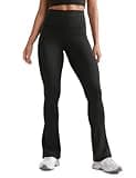 CRZ YOGA Butterluxe High Waist Mini Flared Leggings for Women 31.5" - Bootcut Yoga Pants with Pocket Casual Lounge Comfy Black Medium