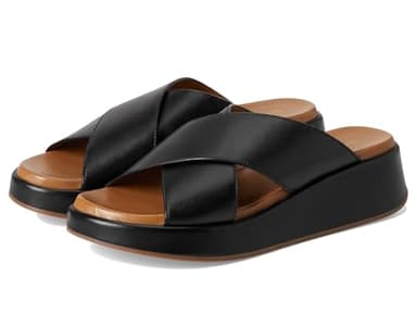 Seychelles Women's Key Largo Leather Slide Sandal, Black, 6, Medium