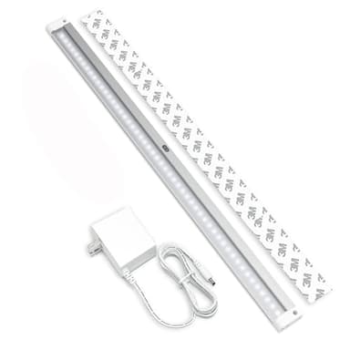 EShine Hand Wave Activated Under Cabinet LED Lighting Kit, Dimmable, 1-Pack 20 in - Touchless Dimming Control, White Under Counter Lights for Kitchen, Garage, Desk, Laundry - Cool White (6000K)