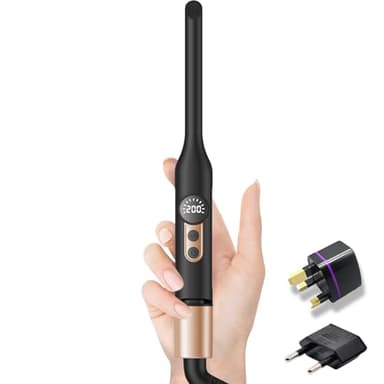 Mini Flat Iron Hair Straightener 1/3 Inch Pencil Flat Iron for Women Portable Travel Straightener and Curler 2 in 1 for Short Hair Beard and Pixie Cut with Adjustable Temp (Gold)