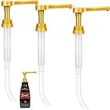 Tanlade 3 Pcs Coffee Syrup Pump Dispenser Sauce Dispenser Pumps for Syrup Bottles 64 Oz, Gold