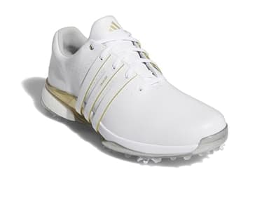 adidas Men's Tour360 24 Golf Shoes, Footwear White/Gold Metallic/Silver Metallic, 11