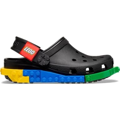 Crocs Unisex-Child Classic LEGO System Clogs, LEGO Shoes for Kids, Black, 4 Big Kid