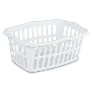 Sterilite 12-Pack Rectangular Laundry Basket, Plastic Clothes Hamper, 1.5 Bushel, White - Dirty Clothing Storage Organizer with Handles for Bedroom, Bathroom, and Closet