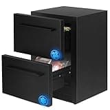24 inch Outdoor Refrigerator with Freezer,Stainless Steel Waterproof Under Counter Drawer Refrigerator, Black Drawer Beverage Fridge for Patio Home Kitchen Freshness & Freezing Meat (-0.4℉ to 50℉)