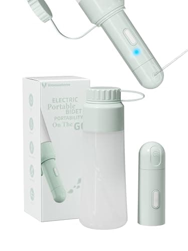 Electric Portable Bidet Sprayer Bottle Handheld for Women & Men, Travel Bidet Portable for Travel, Personal High Pressure Hygiene for Backpacking & Camping (VMASSTONE EPB-001 Mint Green)