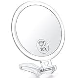 AMISCE 20x Magnifying Mirror, Travel Handheld Mirror - 2-Sided with 1X 20X Magnification Adjustable Handle, Portable, Small, Girl Women Mother's Gift