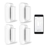 Smart WiFi Door/Window Sensor, Wireless with App Alert, Tuya, No Hub, Alexa/Google Compatible, 4 Pack, White